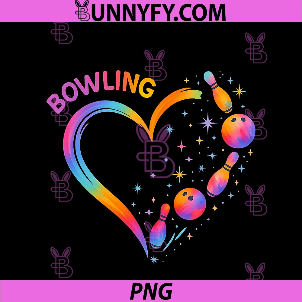 Bowling Heart Colorful PNG, Bowling Pin Lovers Bowler PNG