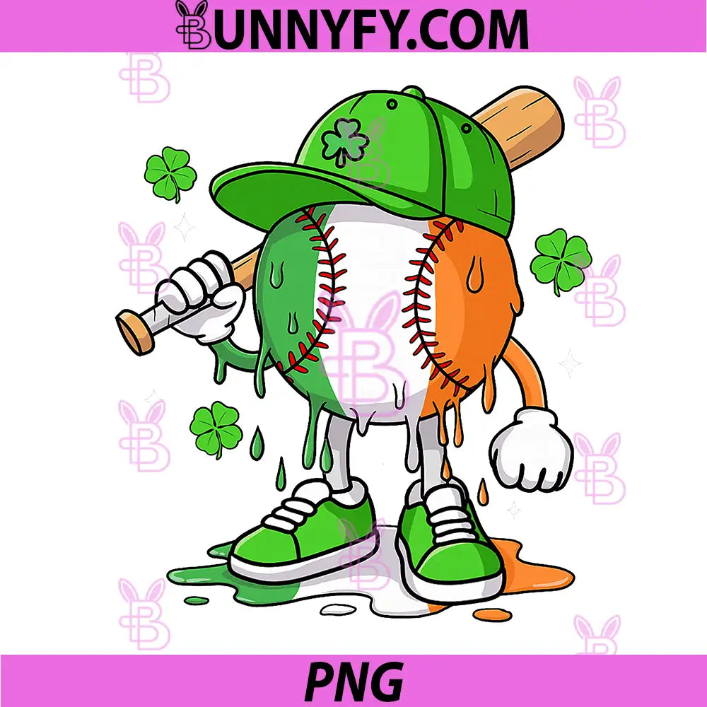 St Patricks Day Irish Flag PNG, Baseball Ice Cream Drip PNG