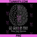 Brain Cancer Tumor Awareness PNG, Go Gray in May Flowers Warrior PNG