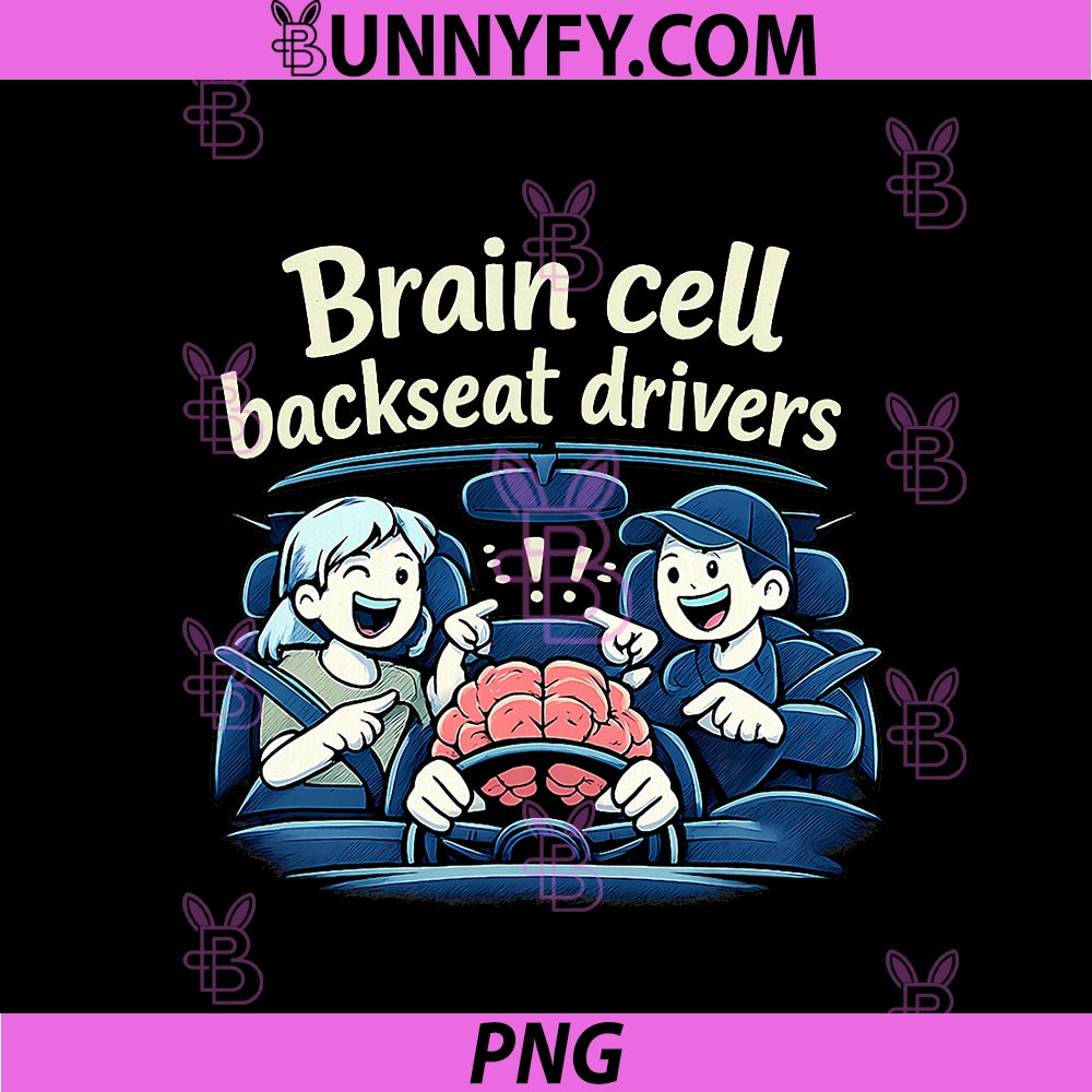 Brain Cell Backseat Drivers PNG, Couples Car Cartoon Graphic PNG