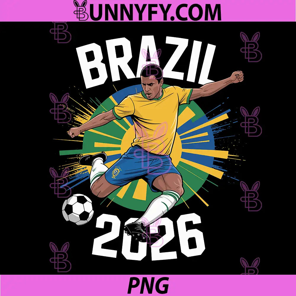 Brazil Football 2026 PNG, Proud Soccer Player Fan Design PNG