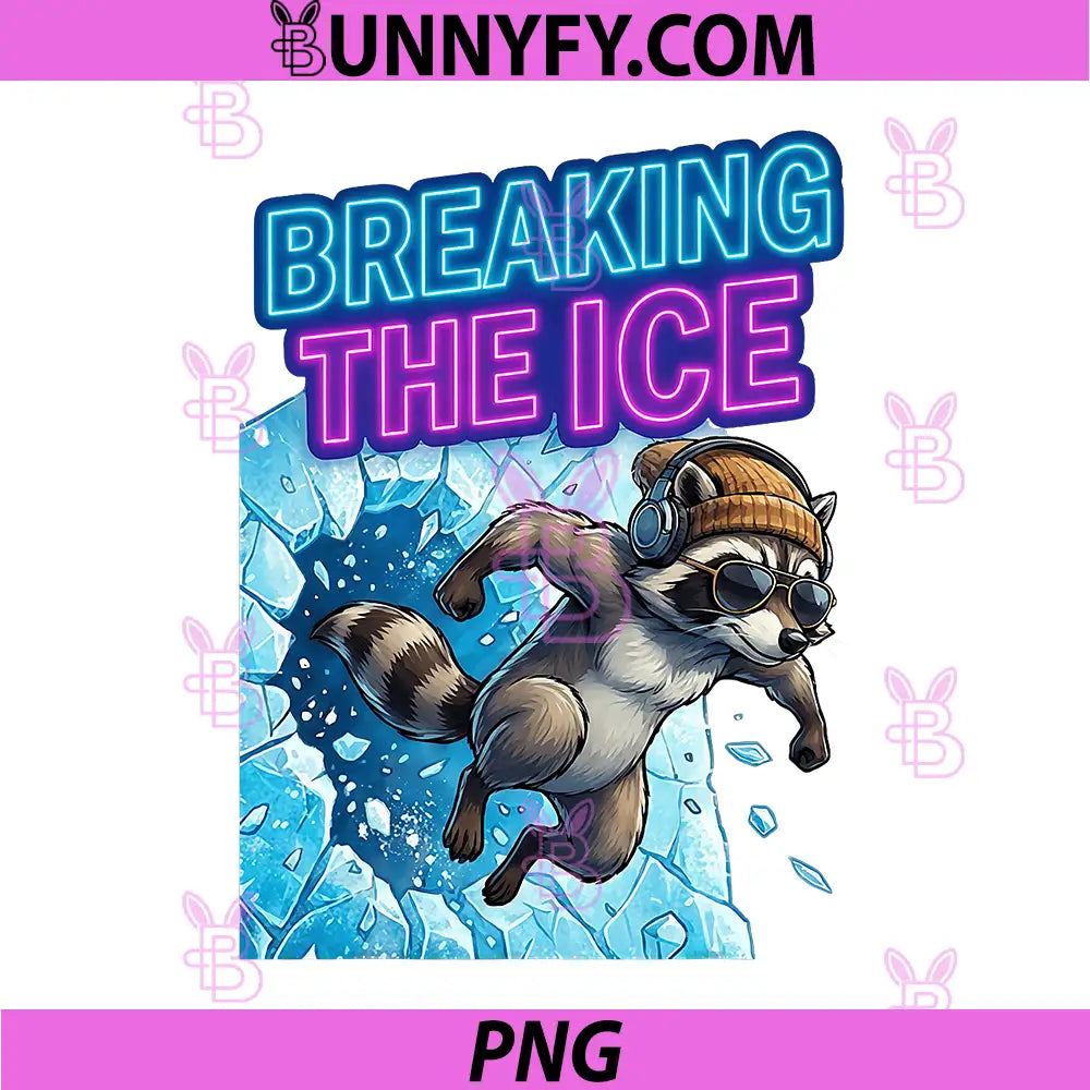 Breaking The Ice Raccoon PNG, Funny Winter Ice Out Breaker PNG