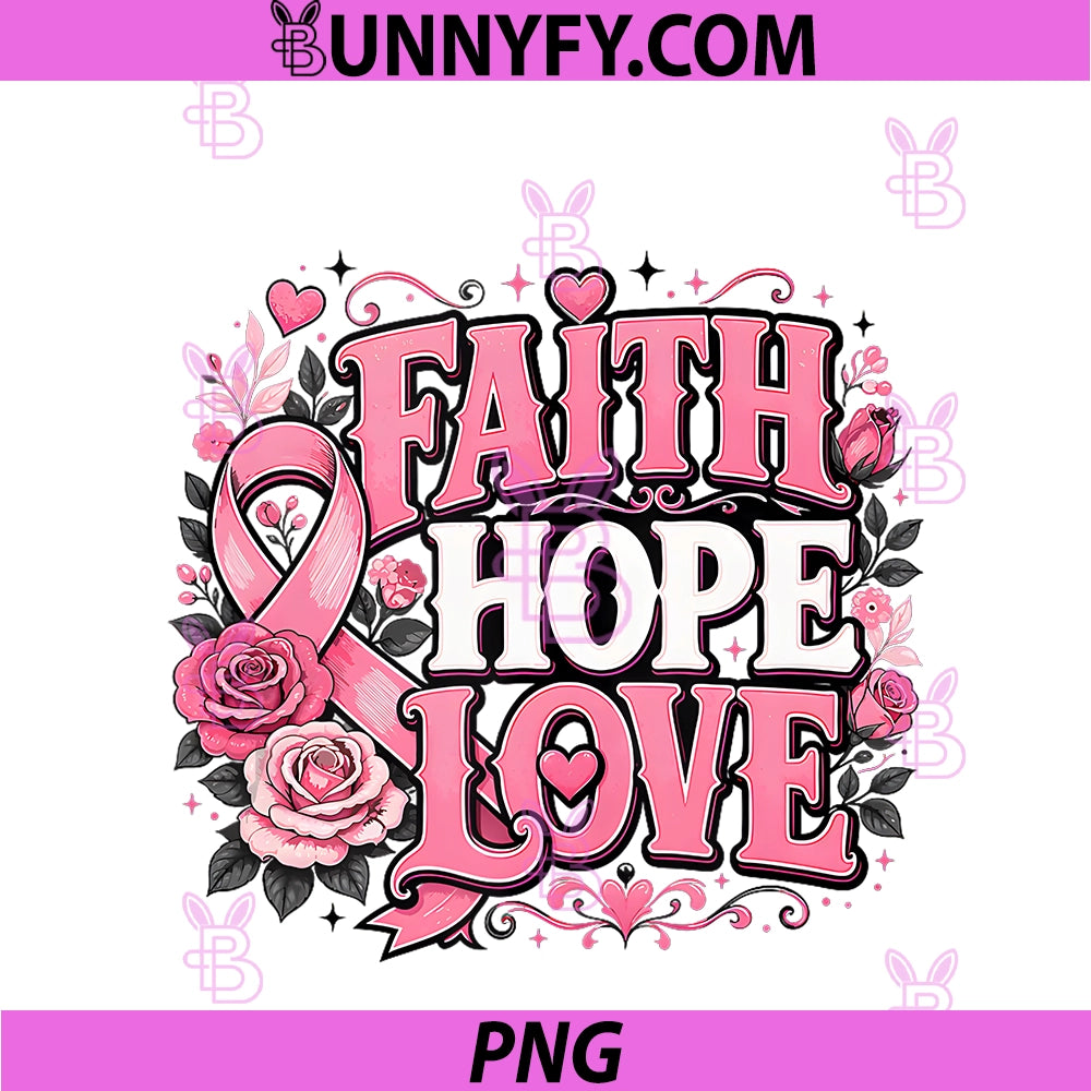 Breast Cancer Awareness Faith Hope Love PNG, Pink Ribbon PNG
