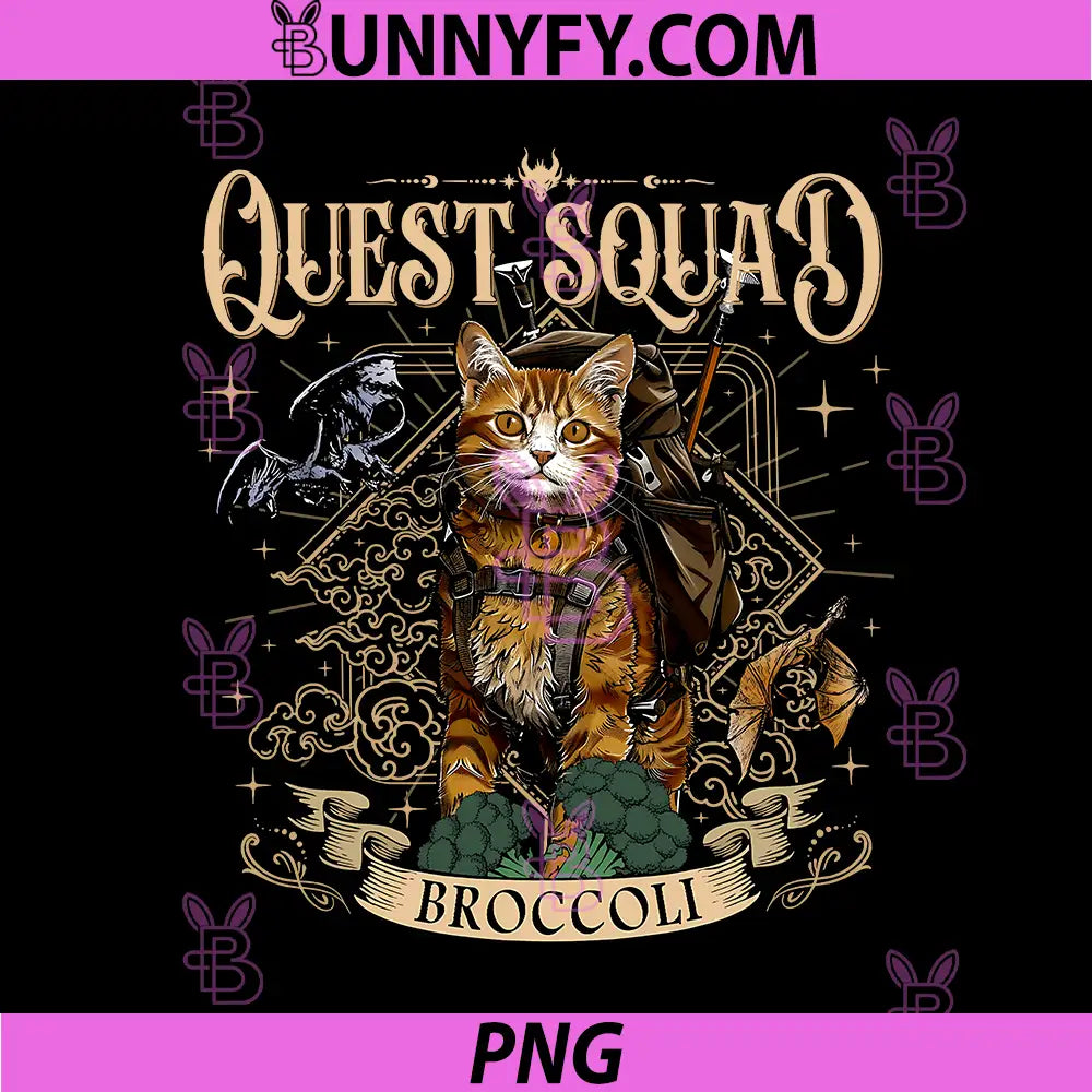 Quest Squad Cat Adventurer PNG, Broccoli Fantasy Warrior PNG