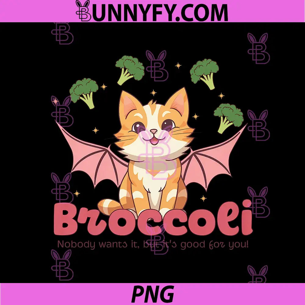 Broccoli Cat With Dragon Wings PNG, Cute Broccoli Cat Quote PNG
