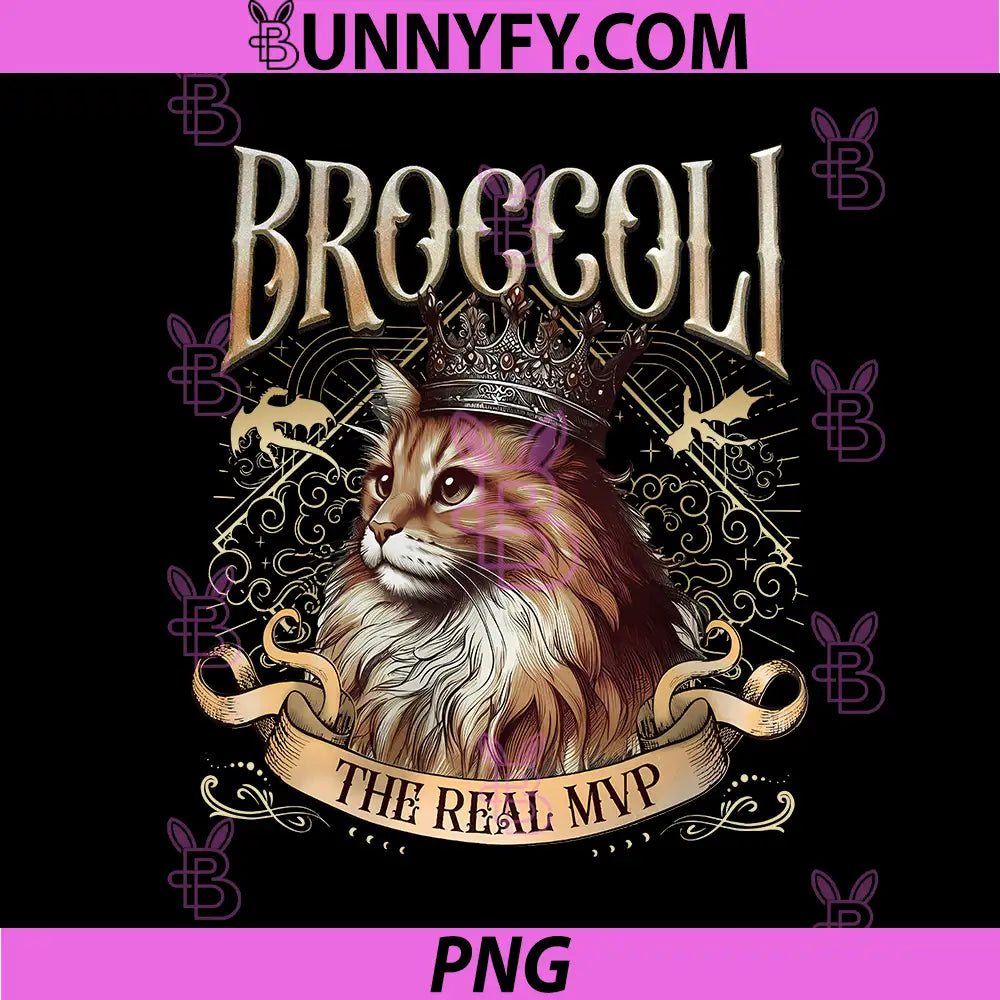 Broccoli The Real MVP Cat King PNG, Fantasy Royal Cat Crown PNG