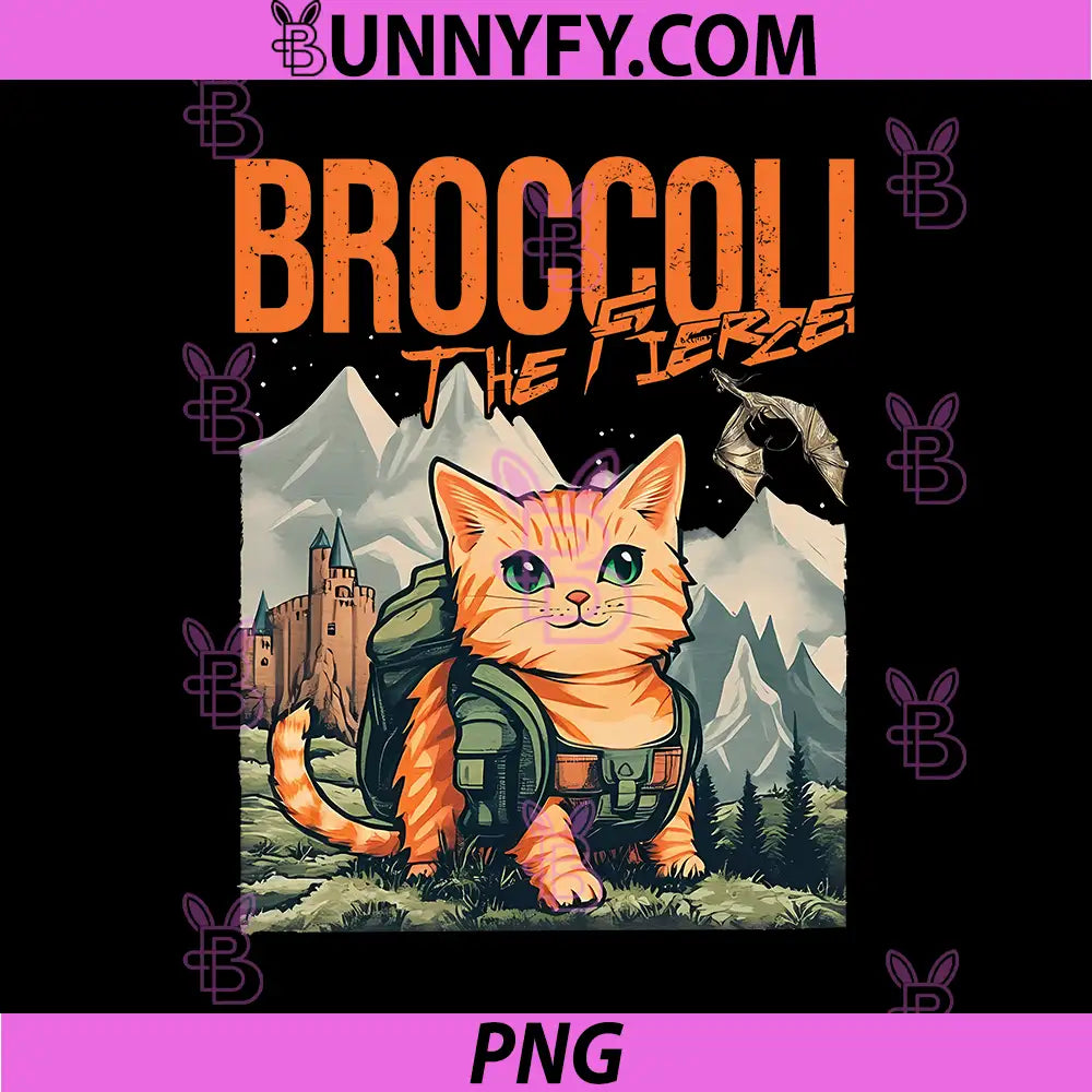 Broccoli The Fierce Brave Cat Mascot PNG, Fantasy Mountain Cat PNG