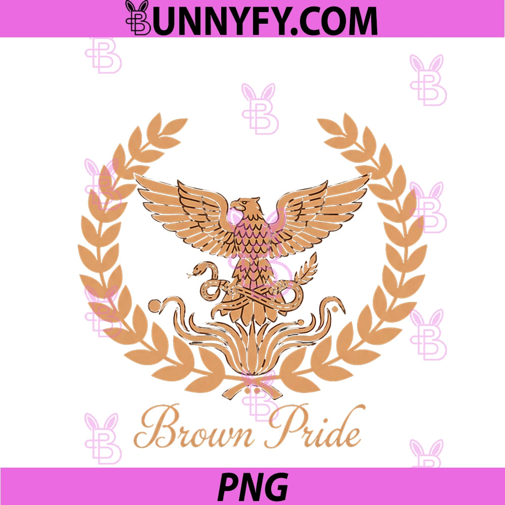 Brown Pride PNG, Latino Eagle Laurel Emblem Latinx Heritage Mens PNG