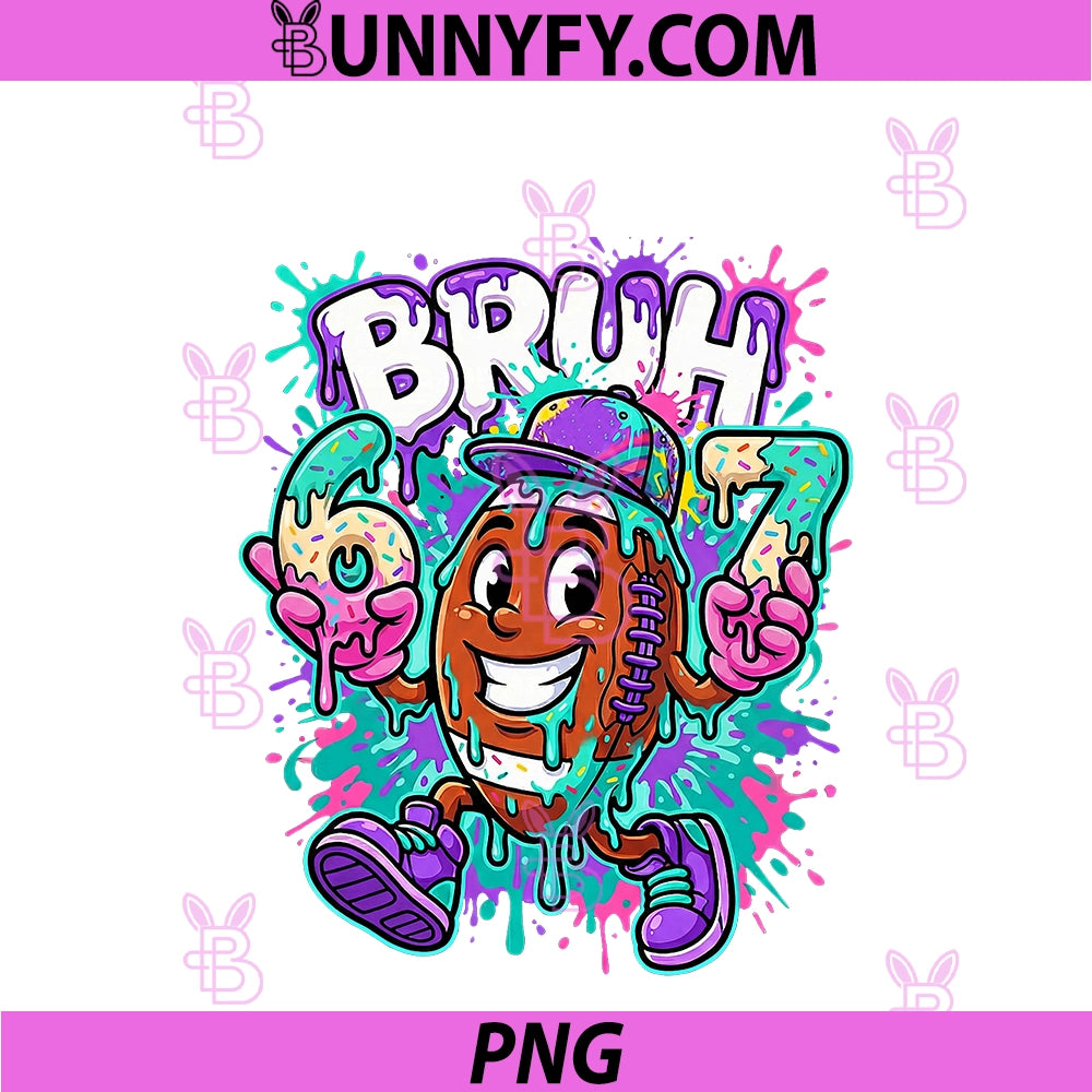 Bruh 67 Football Dripping Ice Cream Drip PNG, American Football PNG