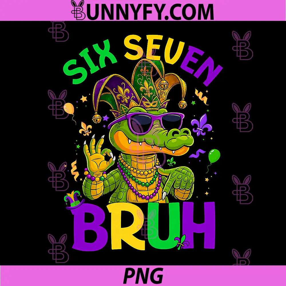 Bruh 67 Mardi Gras PNG, Alligator Six Seven PNG, 6 7 Mardi Gras PNG