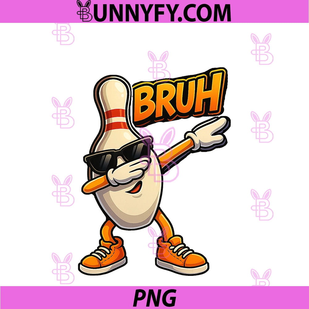 Bruh Bowling Pin PNG, Funny Dabbing Bowling Meme PNG