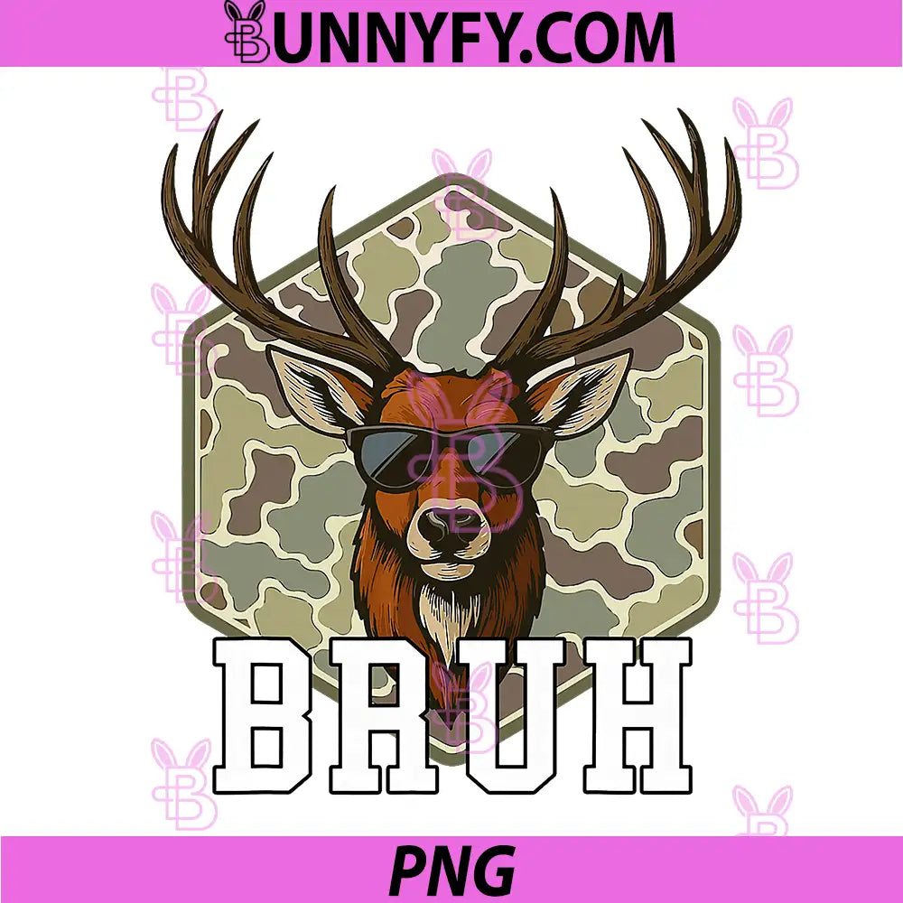 Bruh Deer PNG, Funny Deer Hunting Camo Hat PNG