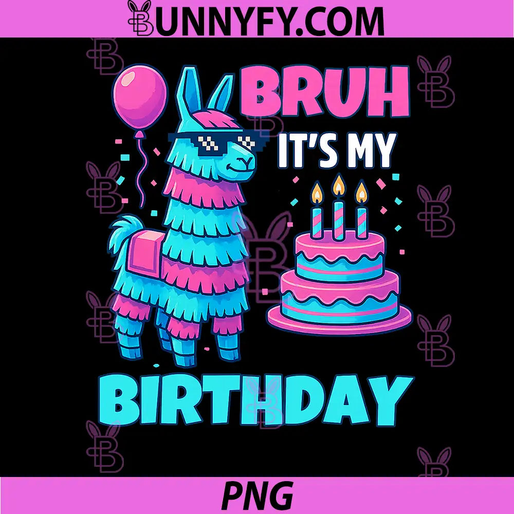 Bruh It’s My Birthday PNG, Funny Llama Pinata Bday PNG