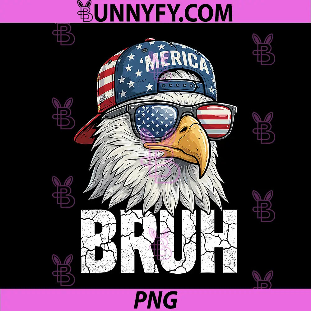Bruh Merica Bald Eagle PNG, 4th of July USA PNG, American Freedom Cool PNG