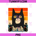Bruh PNG, Funny Black Cat Retro Meme Style PNG