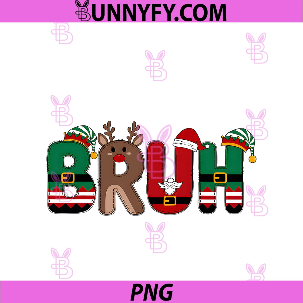 Bruh Santa Squad PNG, Reindeer Elf Xmas Pajamas Holiday Christmas PNG