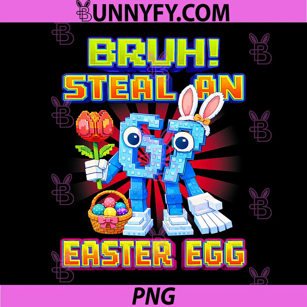 Bruh Steal an Easter Egg PNG, Six Seven 6-7 Funny Brainrot Bunny PNG