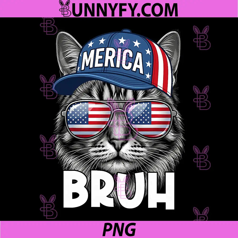 Bruh Fourth 4th of July Cat PNG, American Patriotic PNG