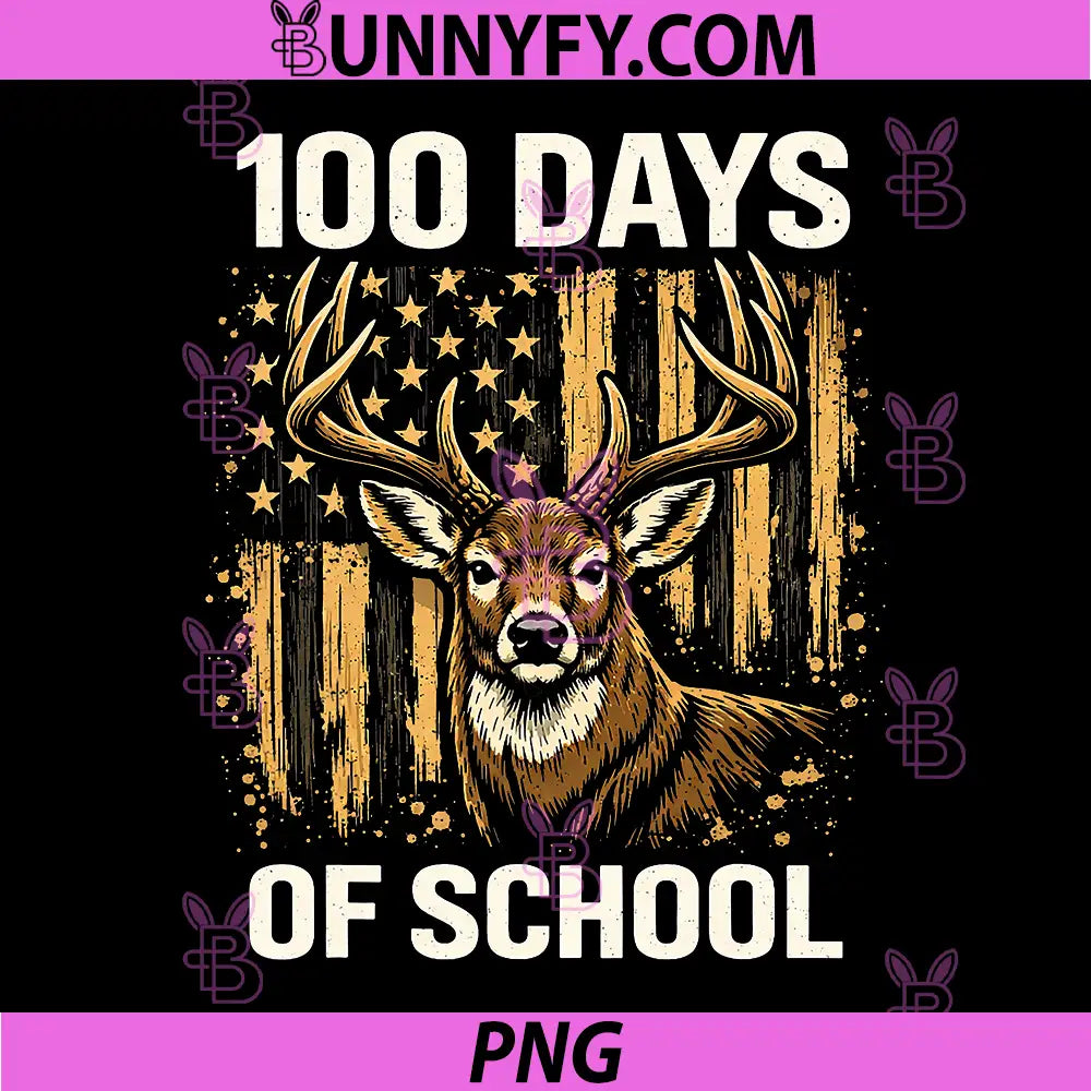 Bucked' 100 Days of School PNG, Deer Student 100th Day PNG
