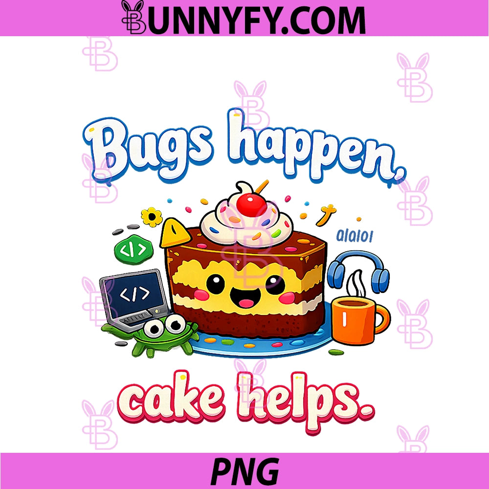 Bugs Happen Cake Helps PNG, Programmer Adulting Humor PNG