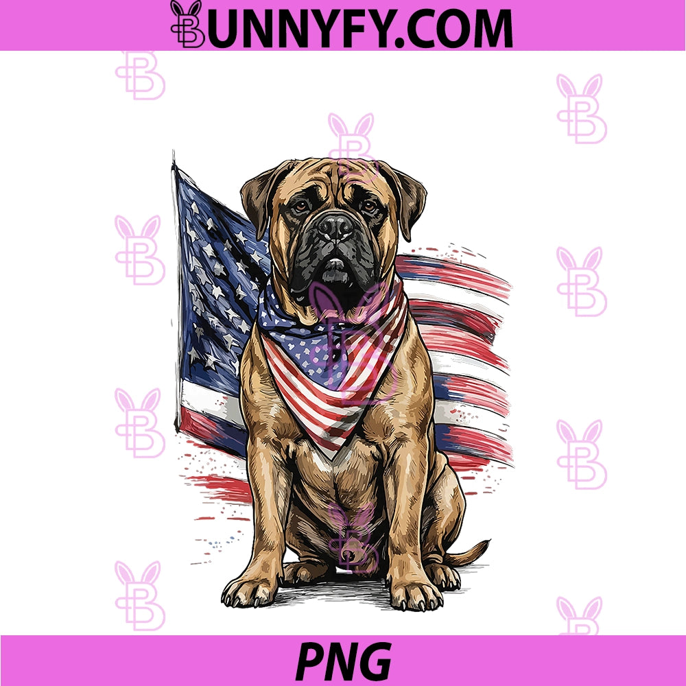 Bullmastiff 4th Of July PNG, Patriotic Dog PNG