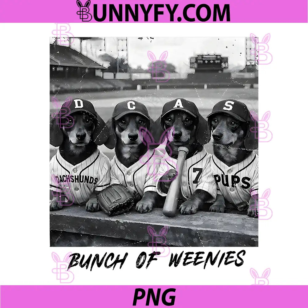 Bunch of Weenies Funny PNG, Dog Meme Baseball Weenies Dachshunds PNG 