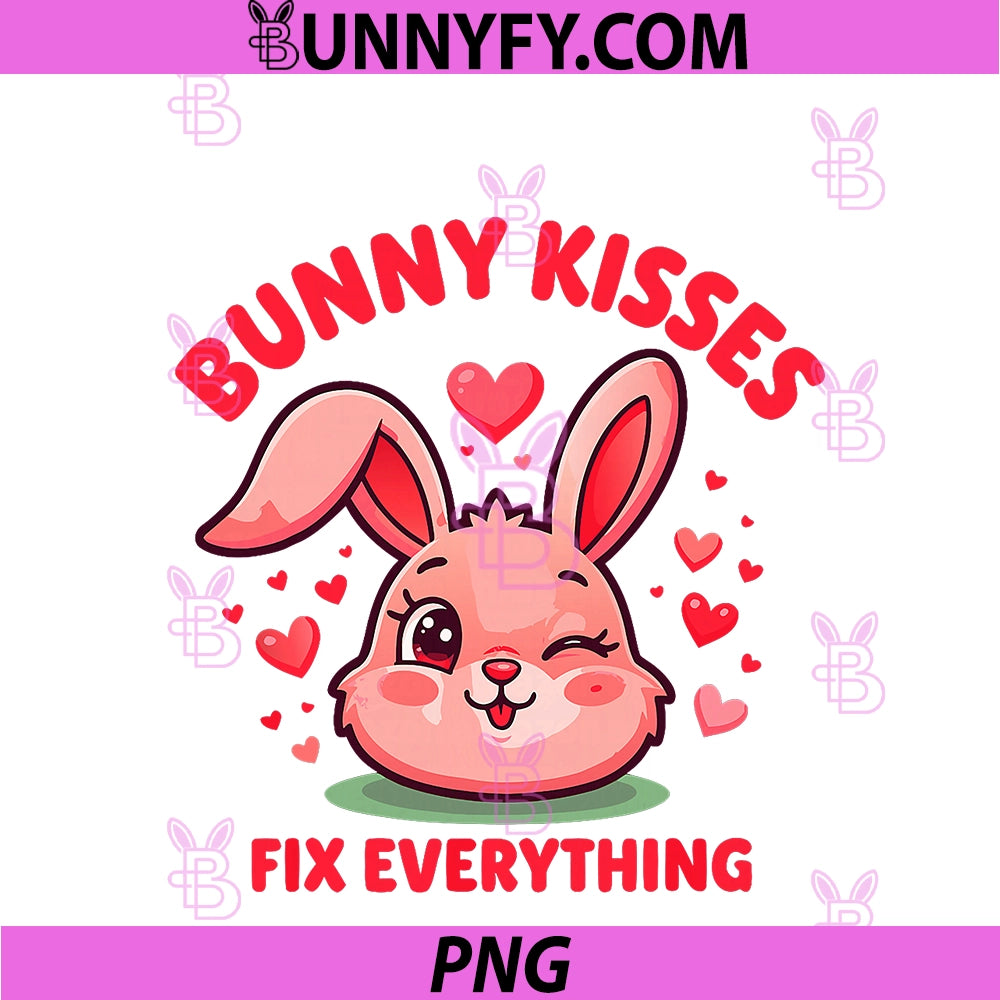 Bunny Kisses Fix Everything Cute Easter Rabbit PNG, Happy Easter PNG