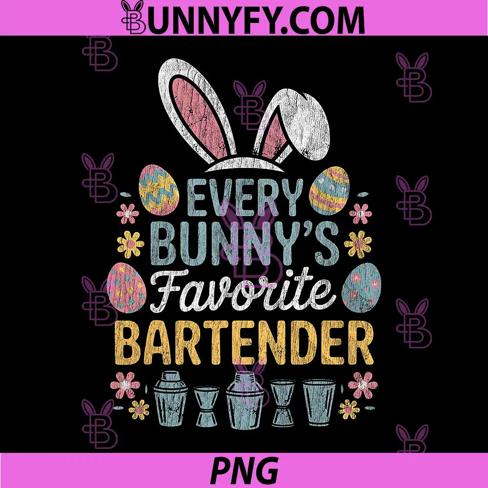 Bunnys Favorite Bartender PNG, Funny Easter Job Humor Egg Hunt PNG
