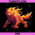 Burning Alpha Wolf Fire Beast Design PNG, Fiery Wolf Power Animal PNG