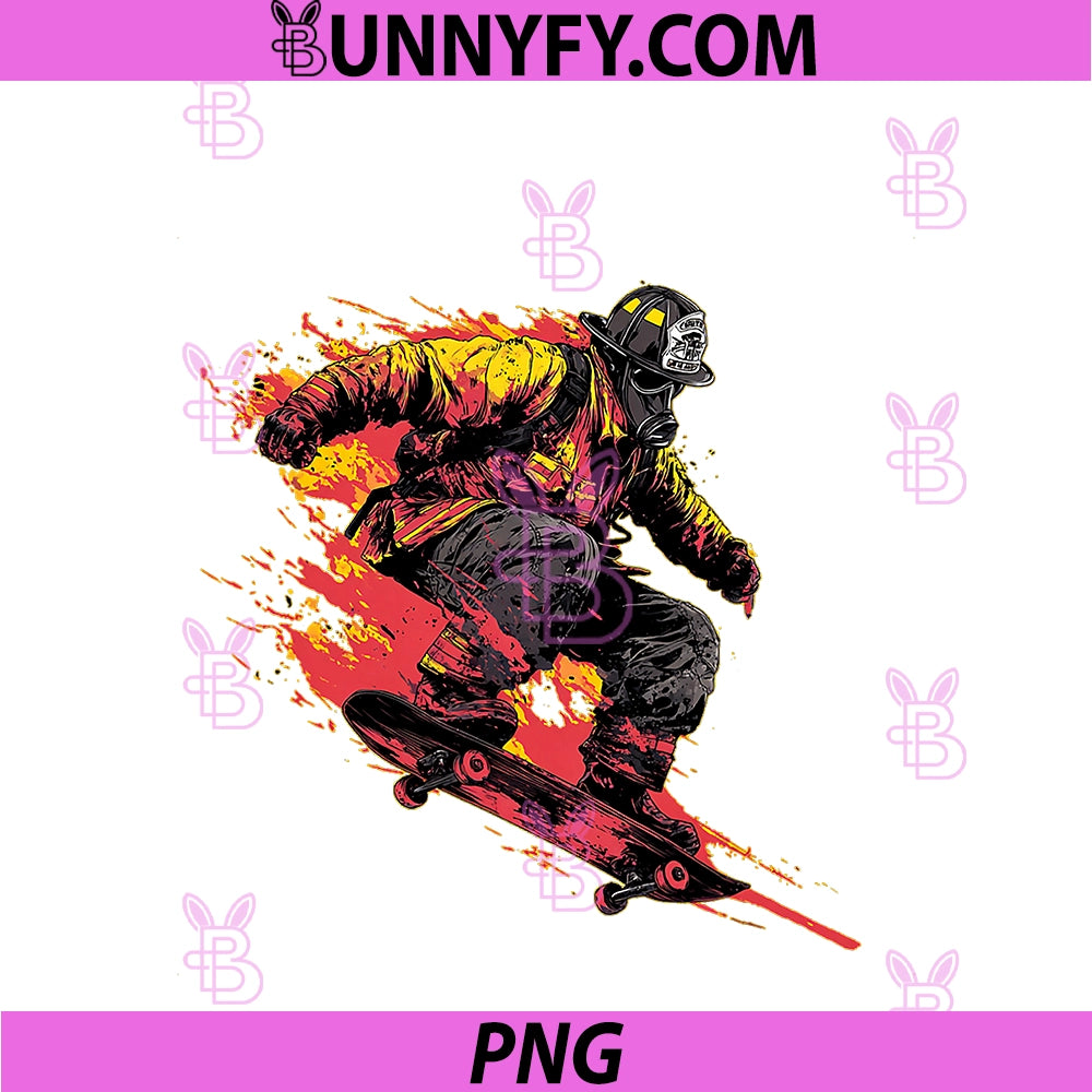 Burning Firefighter PNG, Skateboard PNG