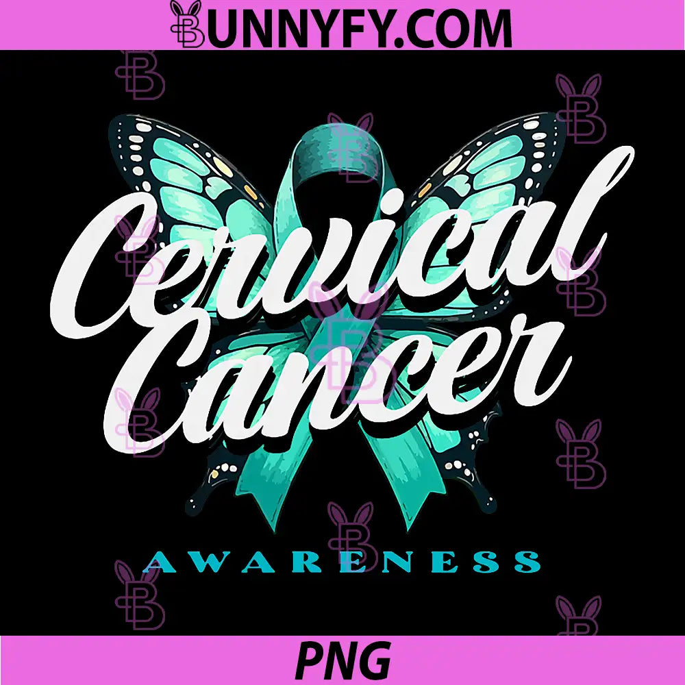 Butterfly Cervical PNG, Cancer Awareness Teal Ribbon Support PNG