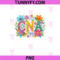 CNA Floral Letters Nurse PNG, Aide Healthcare Design PNG