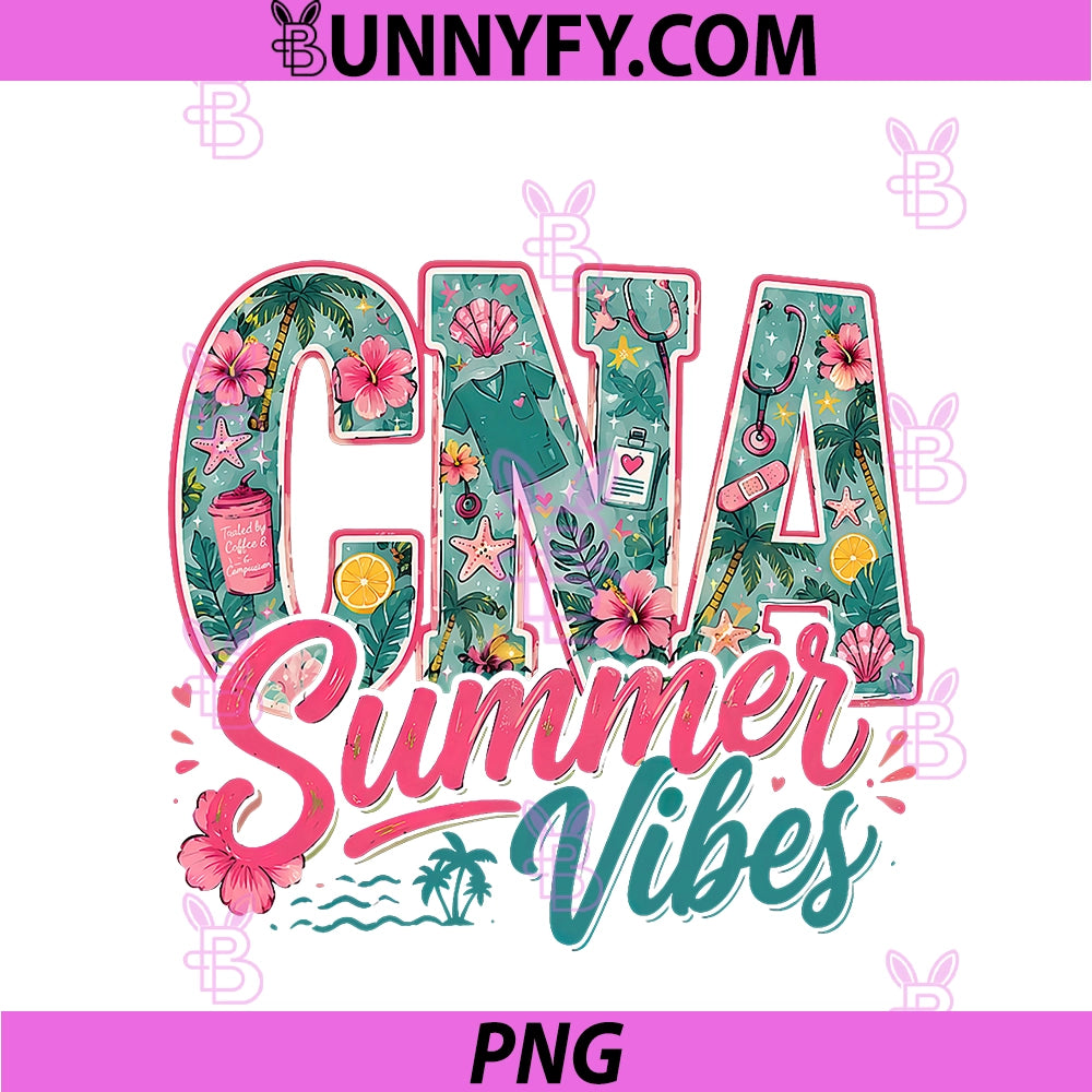 CNA Nurse Summer Vibes PNG, Floral Beach Hawaii Nursing Tropical PNG