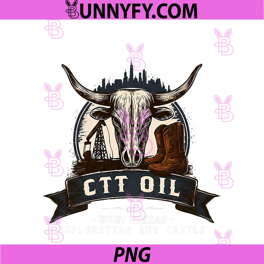 CTT Oil Exploration & Cattle Company Texas Retro PNG, Vintage PNG