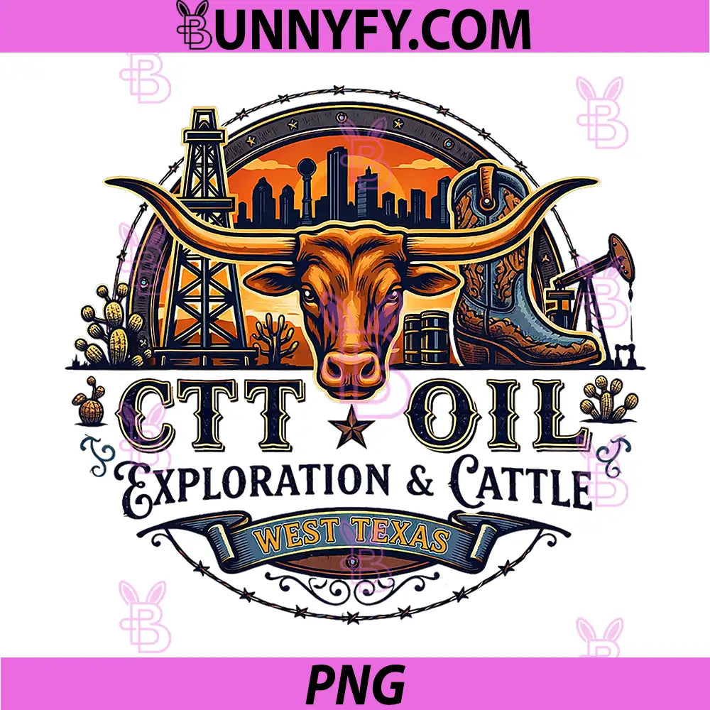 CTT Oil Exploration And Cattle Company PNG, Western Texas Ranch Vintage PNG