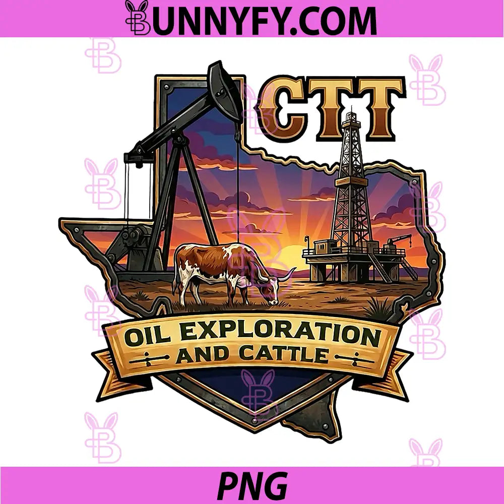 CTT Oil Exploration And Cattle Design PNG, Western Texas PNG