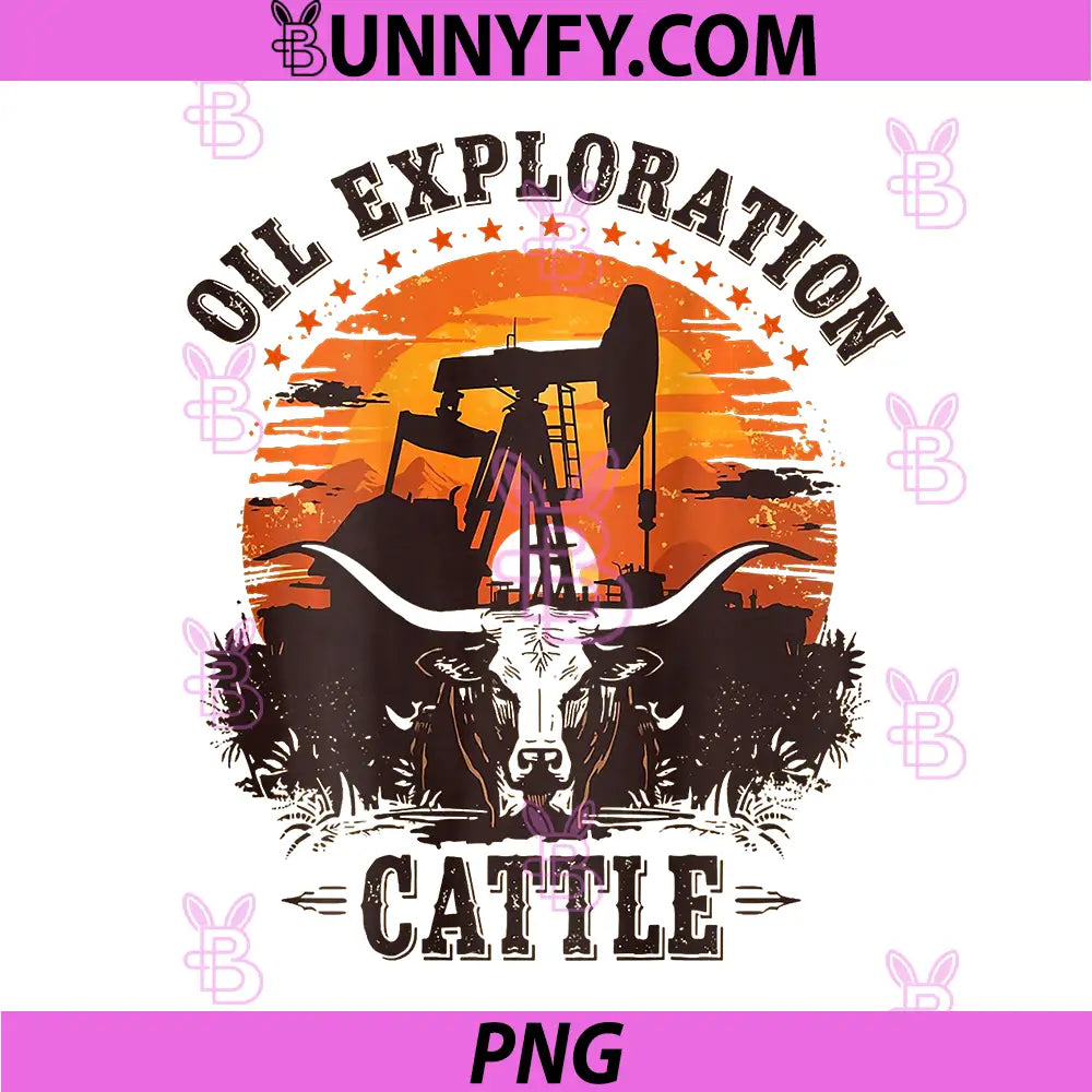 CTT Oil Exploration Texas Ranch Design PNG, Cattle Oilfield Vintage PNG