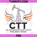 CTT Oil Exploration And Cattle Logo PNG, Midland Texas Oil Rig Horns PNG