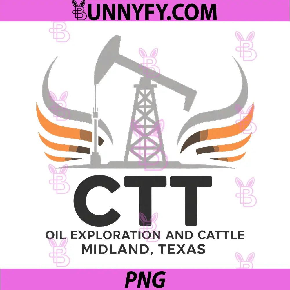 CTT Oil Exploration And Cattle Logo PNG, Midland Texas Oil Rig Horns PNG