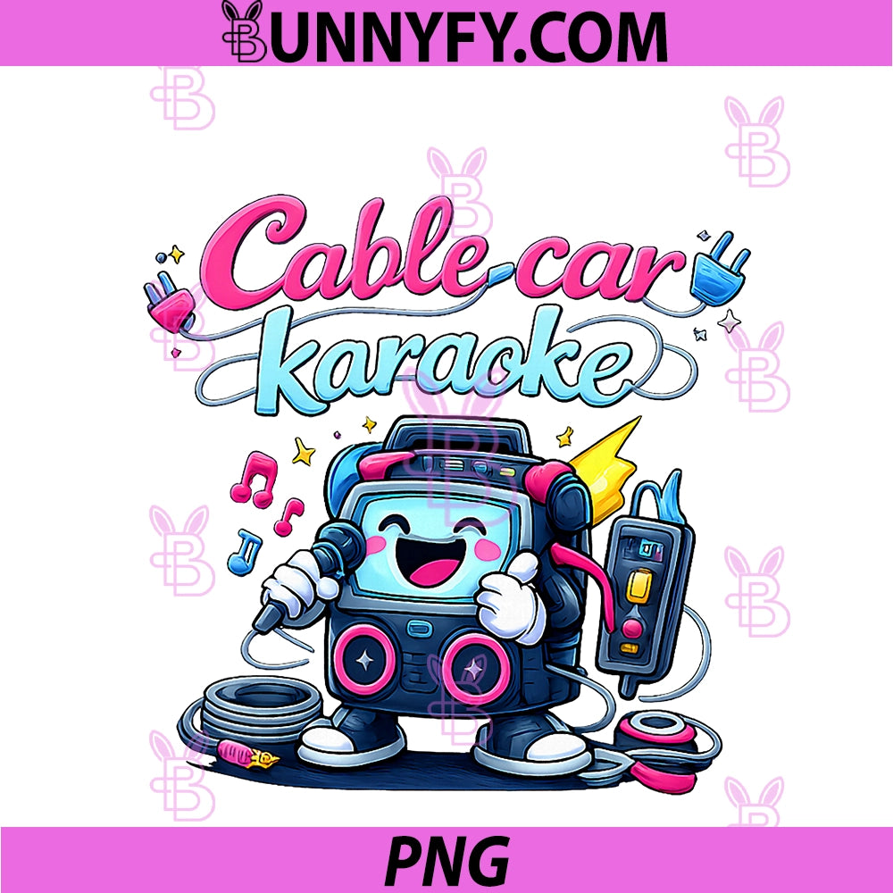Cable Car Karaoke PNG, Electrician Humor Neon Graphic PNG