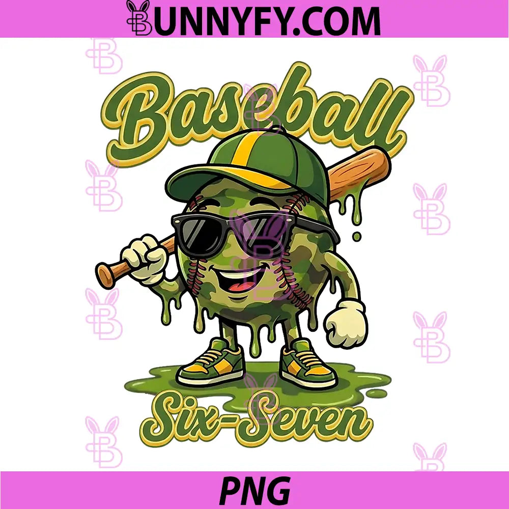 Camo Baseball 6 7 PNG, Fans Six Seven 6 7 Meme PNG