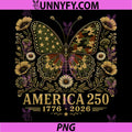 Camo Butterfly USA Flag 250th PNG, Anniversary 1776 2026 4th July PNG