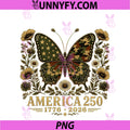 Camo Butterfly USA Flag 250th PNG, Anniversary 1776 2026 4th July PNG