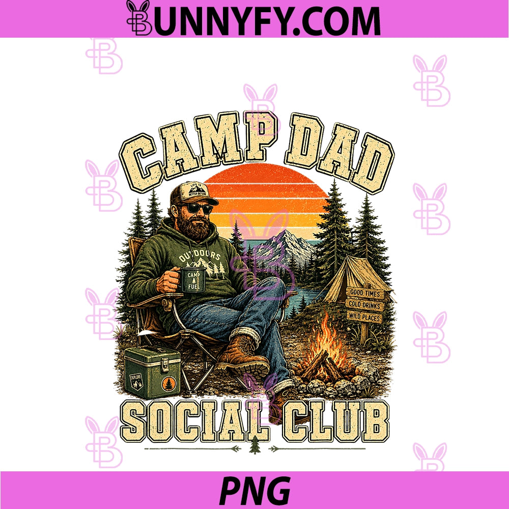 Camp Dad Social Club Vintage PNG, Camping Adventure Outdoors PNG