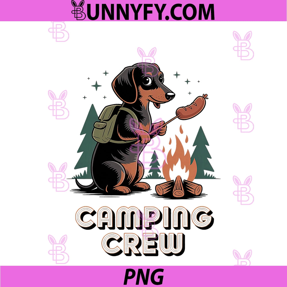 Camping Crew PNG, Dachshund Campfire Wiener Dog Hiker PNG