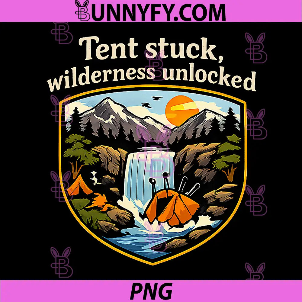 Camping Mountain Badge PNG, Tent Stuck Wilderness Unlocked PNG