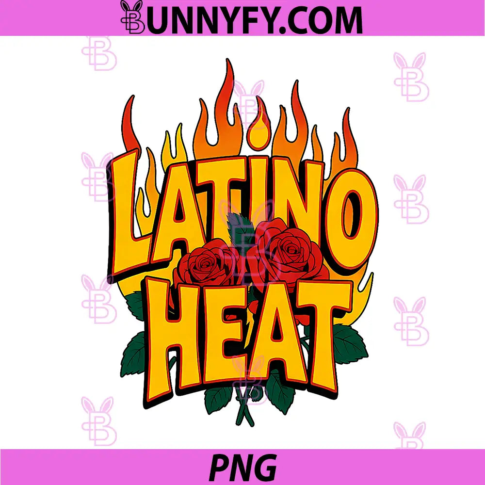 Latino Heat Fire Lettering PNG, Flaming Typography Rose Graphic PNG