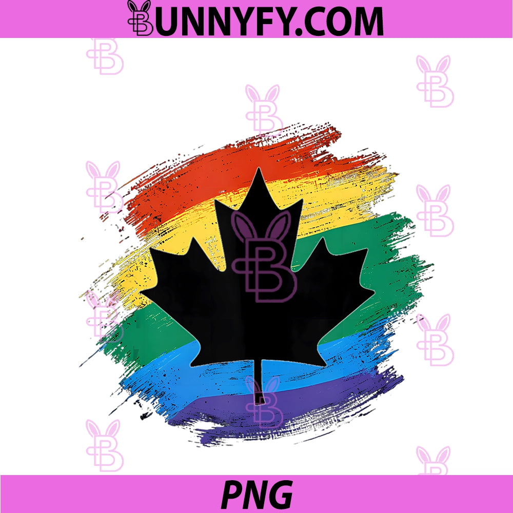 Canada Rainbow Maple Leaf LGBTQ Pride PNG, Vintage Color Art PNG