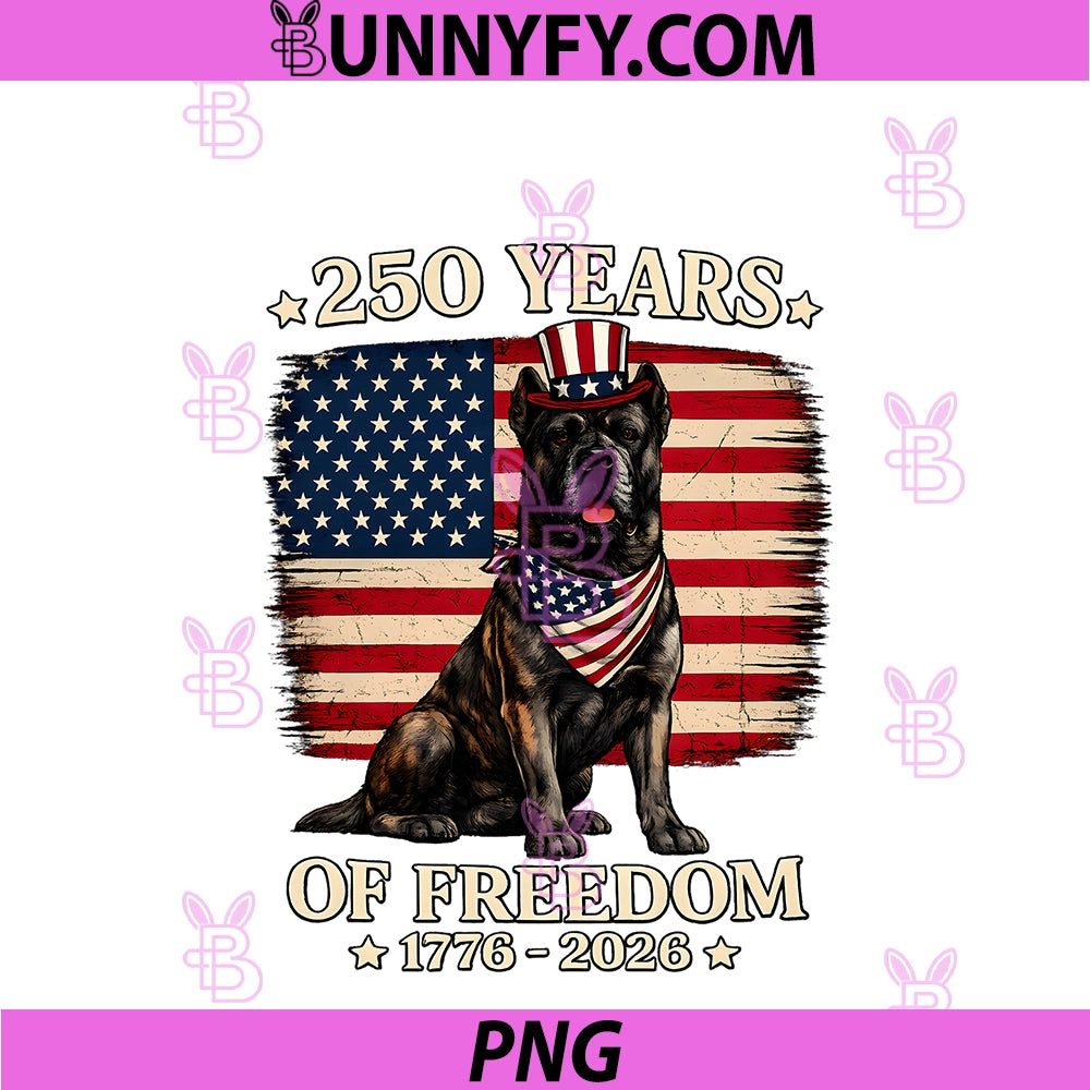 Cane Corso Dog 250 Years Of Freedom USA Flag PNG, 4th July PNG