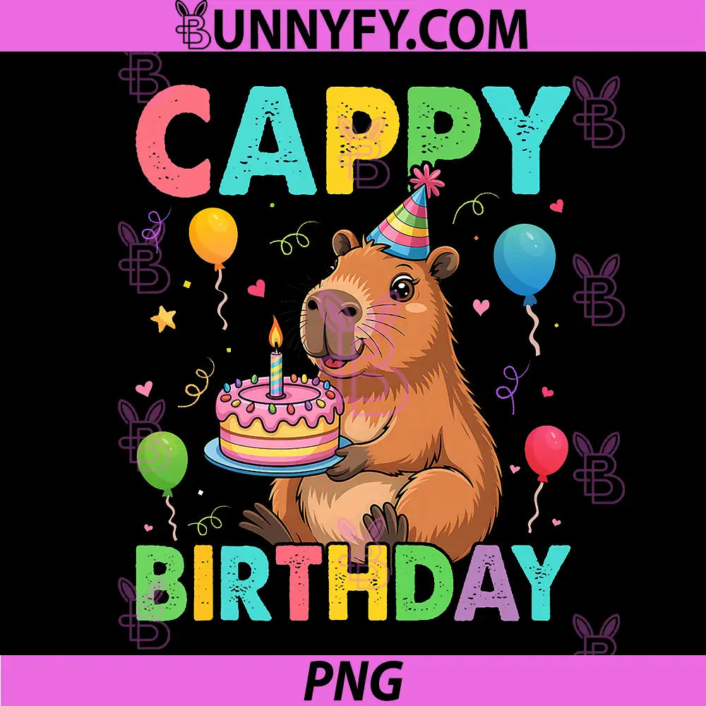 Capybara Birthday Cute PNG, Capybara Animal Lovers Bow Party PNG
